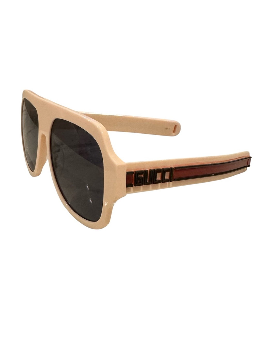 Gucci Oversized Aviator Shield Sunglasses with Dark Lenses